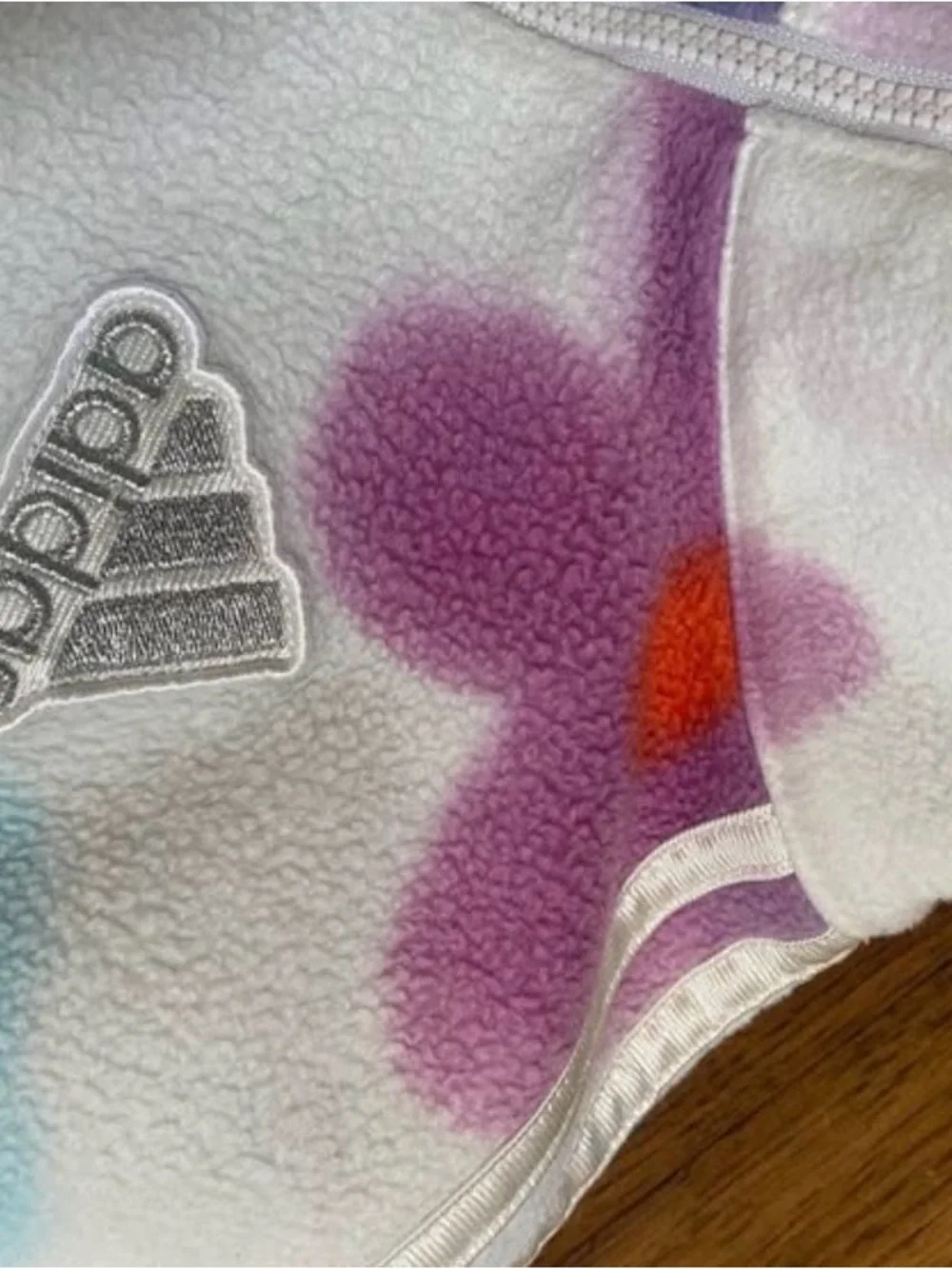 Adidas girls youth size small White Floral Quarter-Zip Fleece